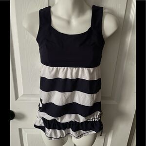 Lululemon white & blue striped tame me tank top size 4